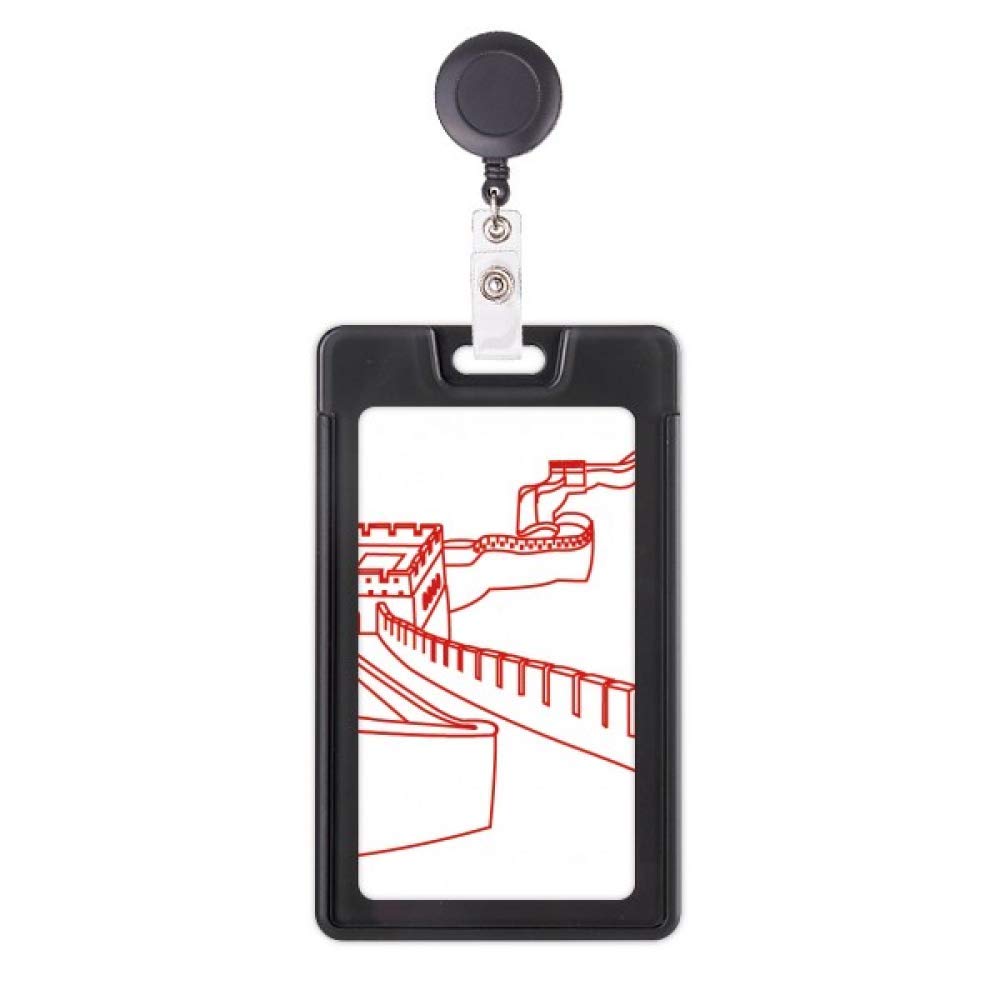 Porte-badge rétractable Grande Muraille Rouge avec cordon extensible ultra résistant - 5