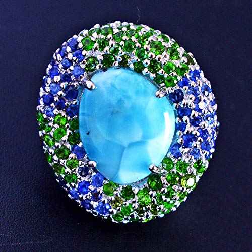 Bague larimar bleu véritable en argent 925, le cadeau idéal