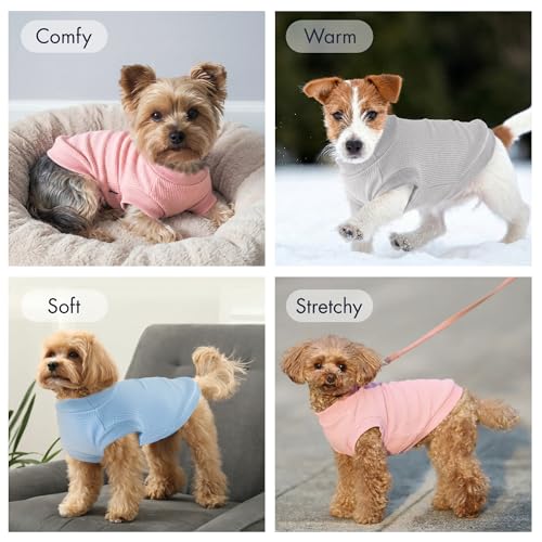 Image of 3 Pack Dog Shirt for Small Supplies Functional Waffle Dog Clothes Warm Soft Sweatshirt Outfit for Dogs Cats Pet Apparel