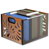 QILICHZ Wood File Box,Hanging File Organizer Box,Portable Files Storage Boxes,Decorative Filing Boxes Bin for Letter Size,Desktop Files Folder Organizer for Home Office School Desk Cabinet