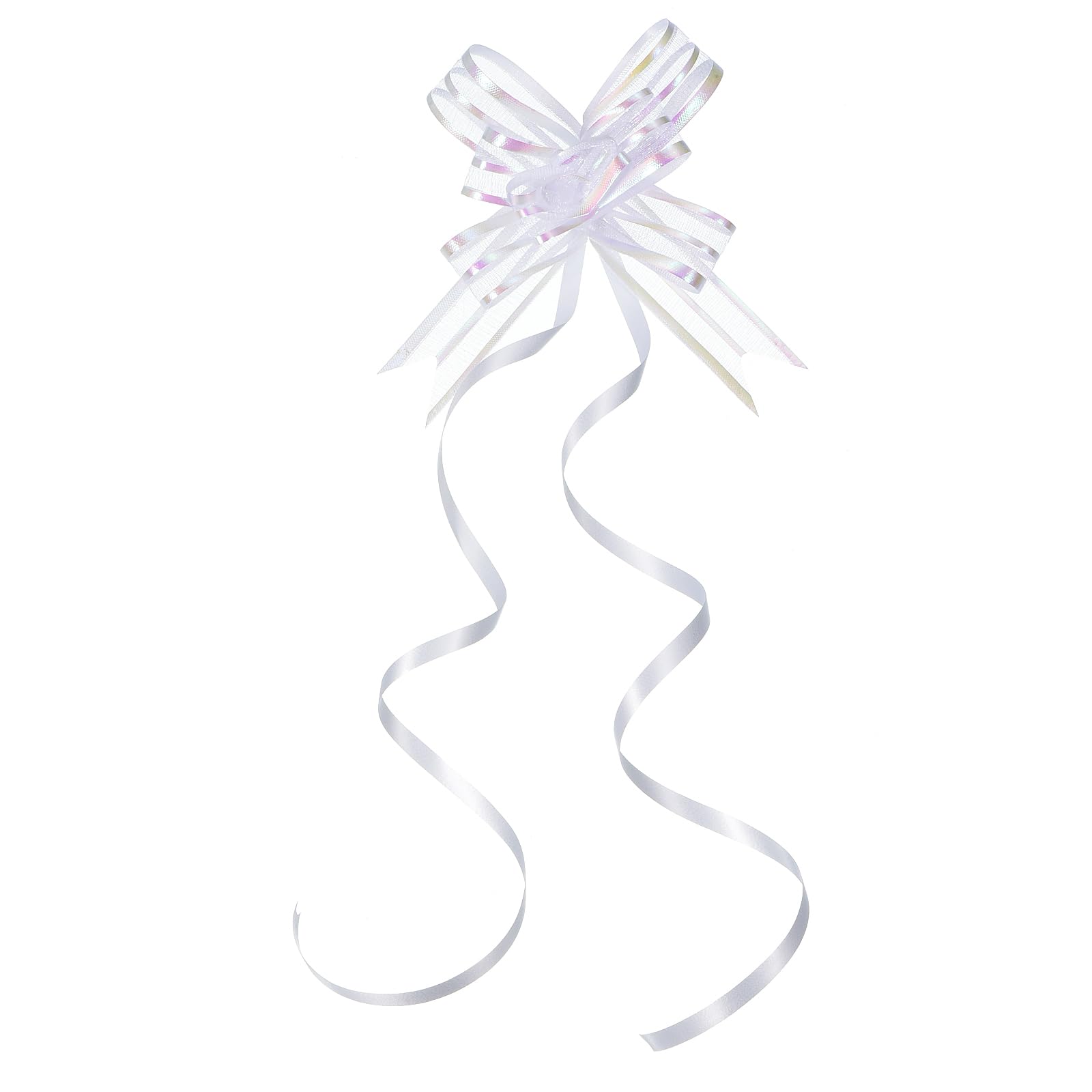 M METERXITY 40 Pack Chiffon Pull Bows - Presents Wrap String Bow, (2.4" White)