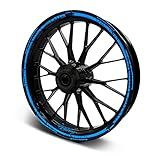 16-teiliges Set Felgenrandaufkleber für Motorräder oder Autos; die Dekorfolie passt auf 15 bis 19 Zoll Felgen; sie ist ausreichend für die beidseitige Beklebung von 2 Felgen (3 Streifen pro Seite + 4 Ersatzstreifen); Breite pro streifen: 2cm