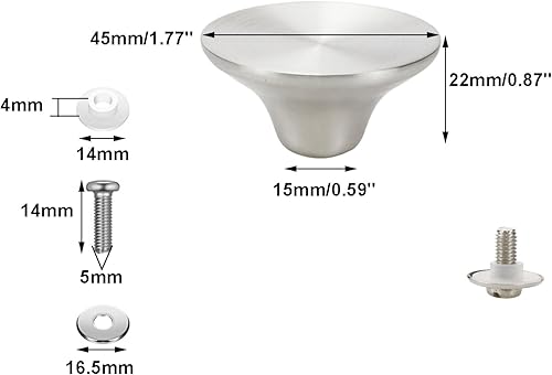Miniatura 6 de Sydien 4 pomos de acero inoxidable para ollas de 1.772 in x 0.906 in, color plateado
