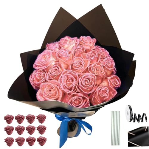 Bouquet de roses à paillettes pas cher : kit faux fleurs brillantes éternel pour mariage DIY
