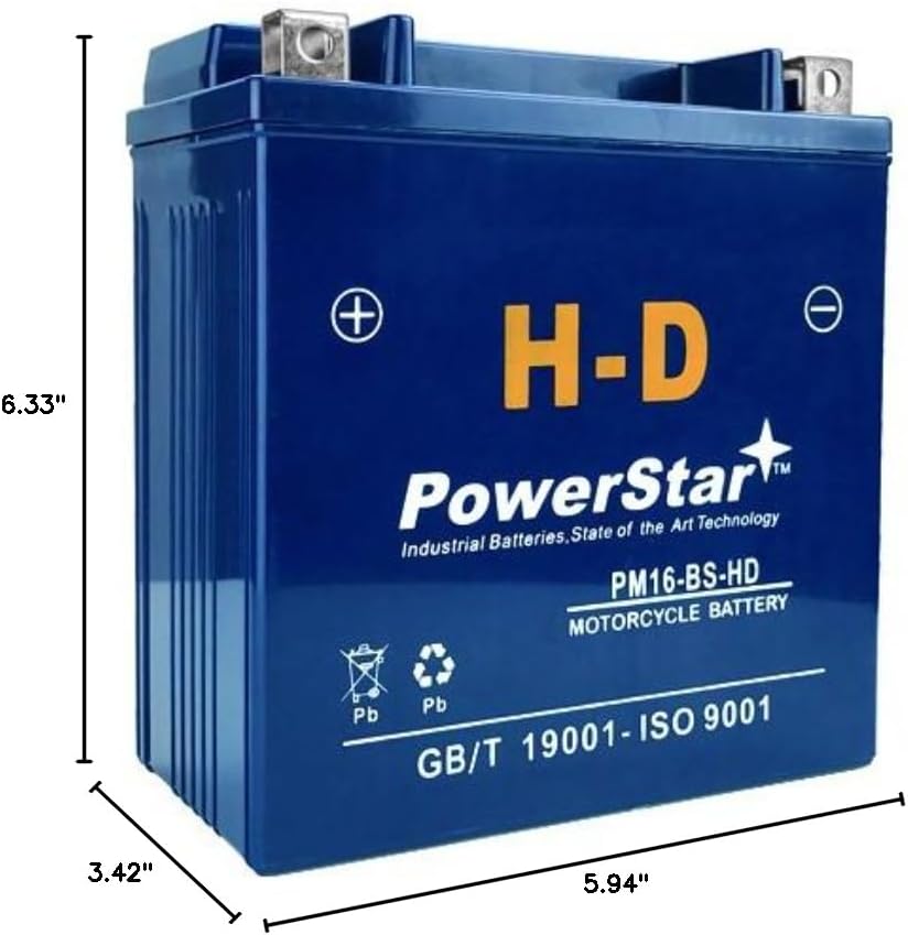 PowerStar H-D YTX16-BS Motocycle Battery for Suzuki Boulevard C90 C90T