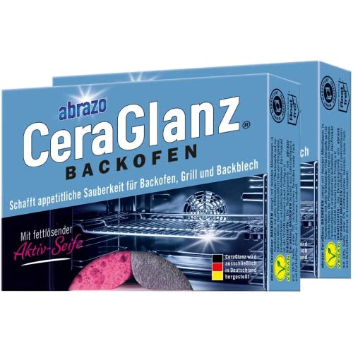 abrazo CeraGlanz Backofen | 4 Backofenreiniger, 2x2 Stk. | antibak. Ofenreiniger, Oven Cleaner, Backofen Reiniger, Reinigung von hartnäckigem Schmutz