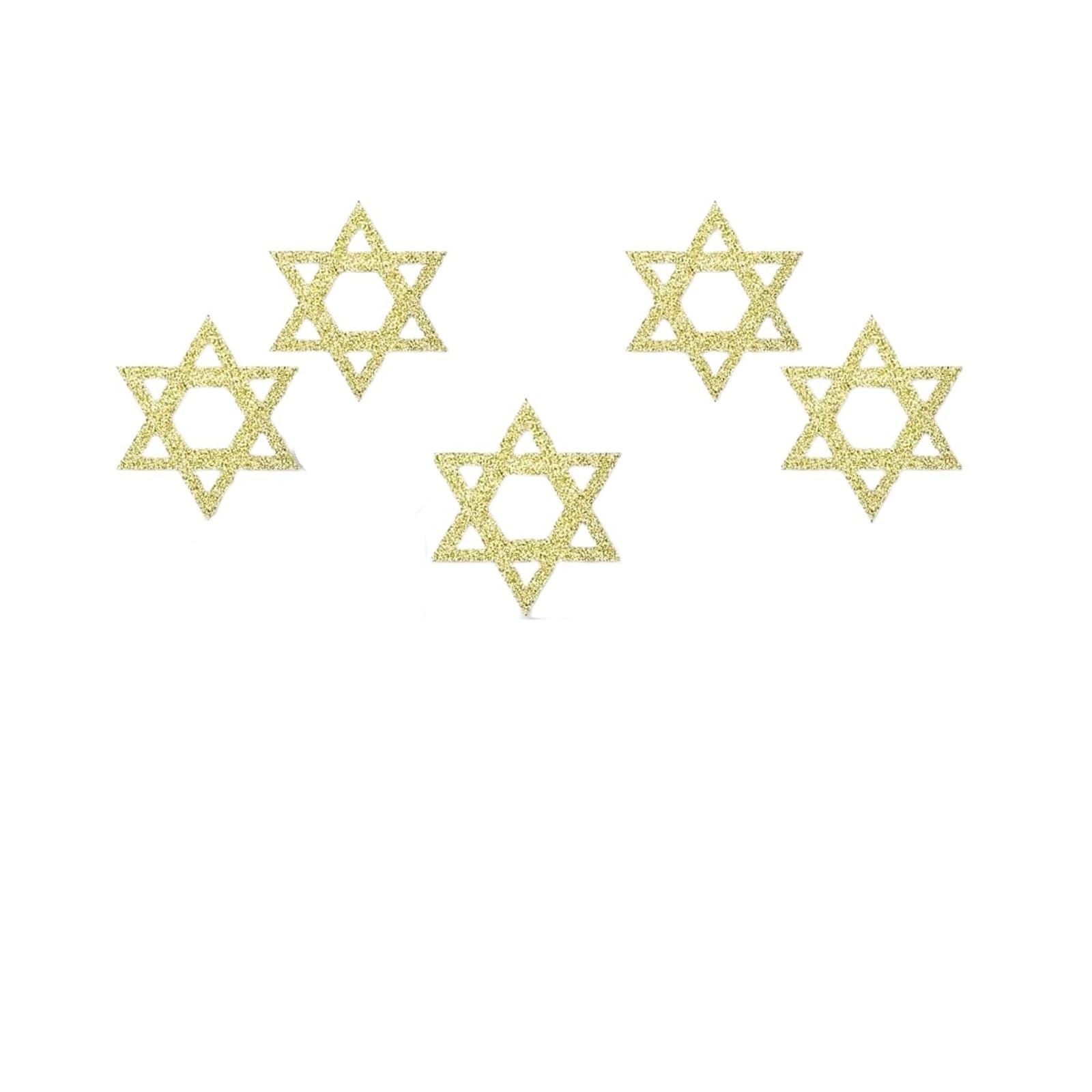 Dessert Decoration 24pcs Gold Glitter Star Of David Gold Glitter Dessert Cupcake Toppers Birthday Cake Toppers(Style1)