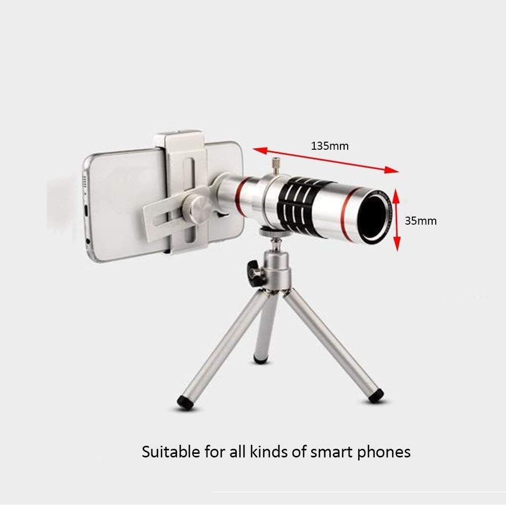Mobile Universal Magnifying Glass/Metal Universal Metal Tripod Phone with Phone 18 Times telephoto Telescope/HD Mobile Phone Lens Photography Picture Magnifying Glass Magn