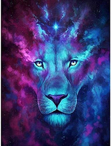 TOPOB Lion DIY 5D Diamond Painting by Number Kits, Full Square Drill Embroidery for Wall Decoration (30X30)