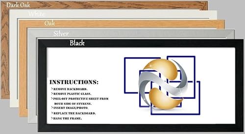 Panoramic Sizes Picture Frames Photo Frames Black White Oak Silver (Black, 36" X 8")