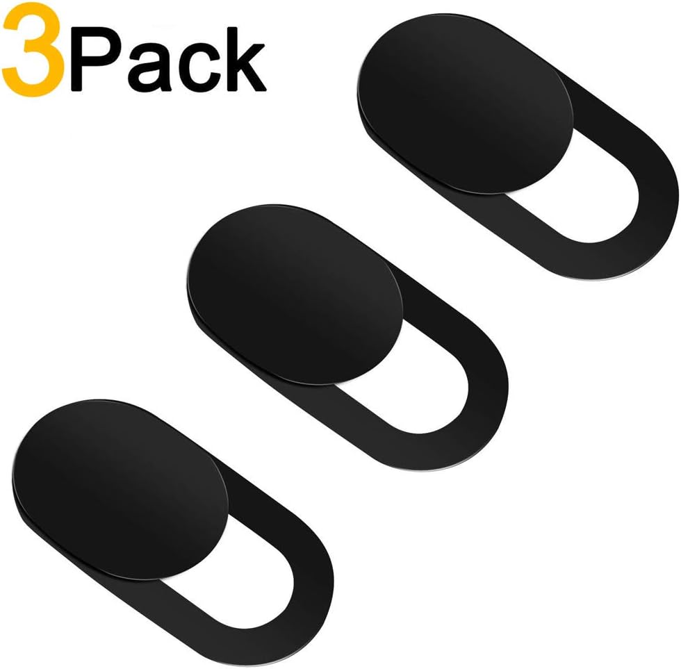 Webcam Cover Slide Web Camera Cover 0.026in Ultra Thin for Laptops Mac MacBook Pro All-in-one Desktops Smartphone Tablets Privacy Security Protection ABS Black(3 Packs)