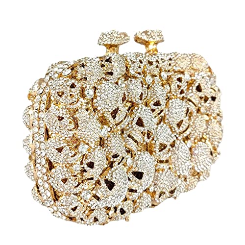 Image of Boutique De FGG Skull Crystal Clutch Purse for Women Formal Rhinestone Clutch Evening Bag Halloween Minaudiere Handbag,Mini