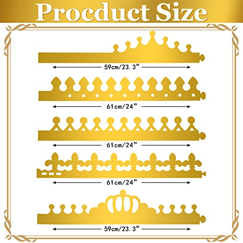 Weysoo Papier Krone Partyhüte, mit Selbstklebende Strasssticker & Alphanumerische Aufkleber, DIY Party Kronenhut Set für Prinzessin Königin Prinz Geburtstagsparty (5 Krone)