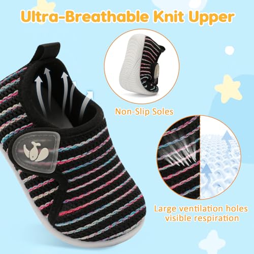 Image of FEETCITY Toddler Walking Shoes Slip On Toddler Shoes Boys Girls Kids Sports Sneakers Casual School Shoes Barefoot Shoes