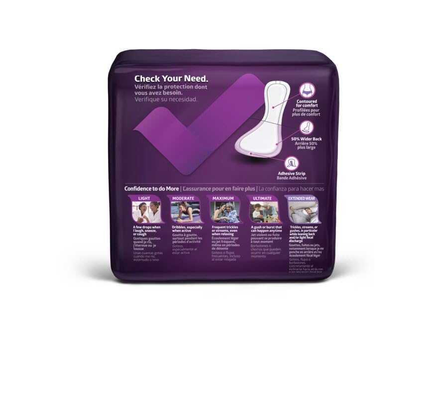 Medline FitRight Overnight Bladder Control Pads, Maximum Absorbency, Nighttime Incontinence Protection, 8.5 x 16, 24 Count per Bag (6 Bags) - Image 2