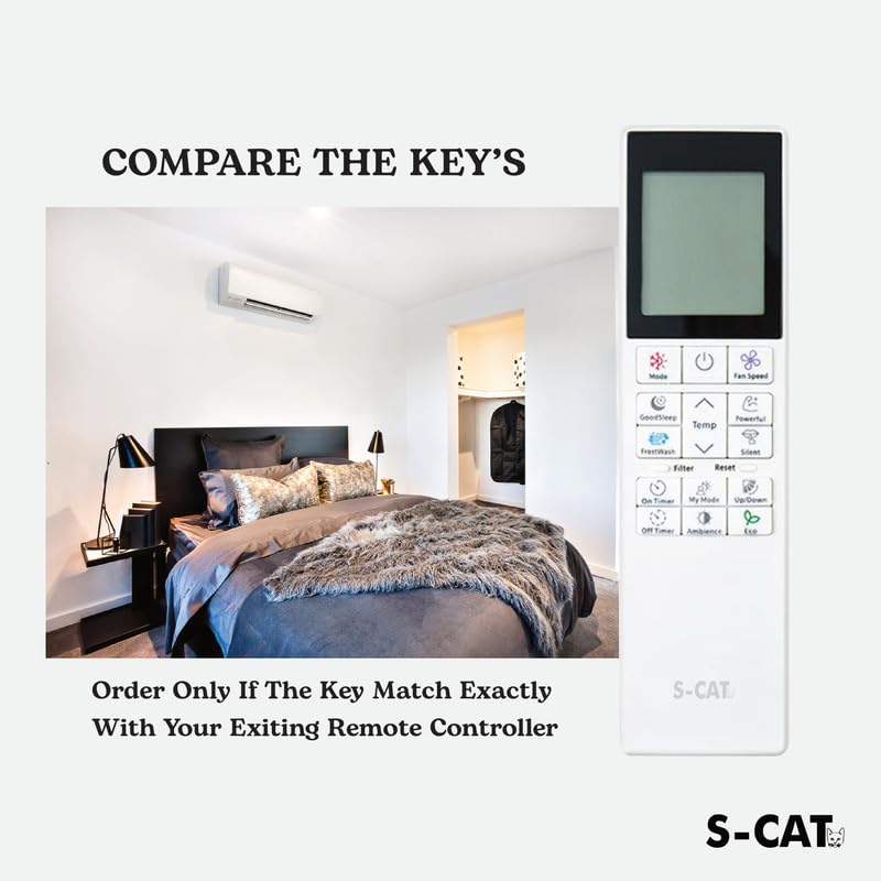 Image of S-CAT Compatible with Hitachi AC Remote Control Original Model 272 (No Backlight) Suitable for 1 /1.5 /2 Ton Split /Window AC (Match Old Remote Exactly, for Any Issues Contact Customer Care)