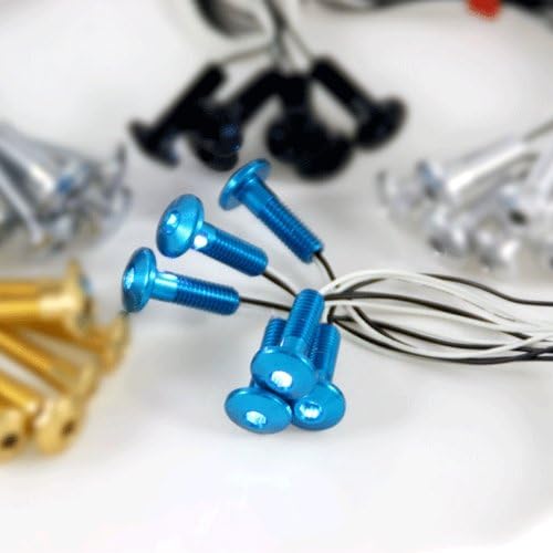 Sportbike LED Headlite / Windscreen Bolts, 6 PK / 5mm with + 2 Top / Side Lite Blue