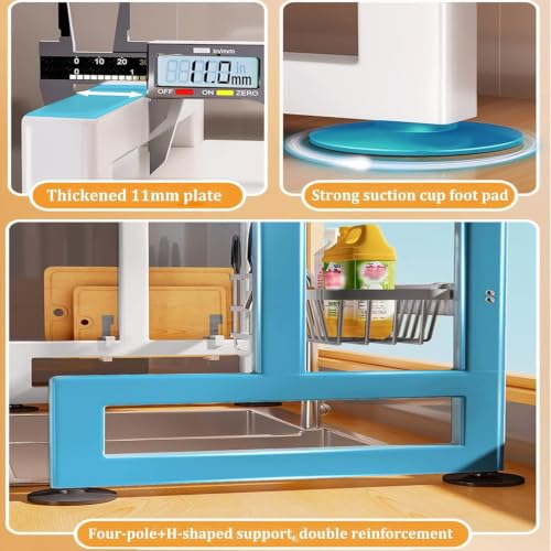 Image of Gvnd Over-The-Sink Dish Drying Rack with Dustproof Flip Cover Door | Multifunctional Adjustable Metal Kitchen Countertop Organizer (MULTI 1)