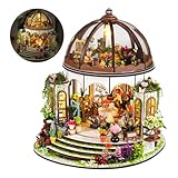 Taimimy Casa de Muñecas en Miniatura Maquetas, DIY Miniature House con Muebles y Luces LED, Decoración del hogar, Regalo para Niño Adultos Cumpleaños Navidad (Casa de Jardín)