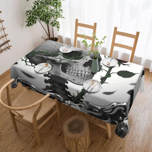Nappe de table rectangle lavable motif roses squelettes pour repas sans tache - 2