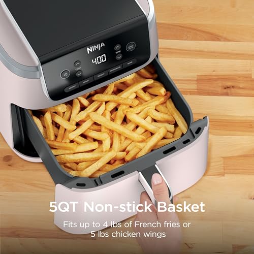 Image of Ninja Air Fryer Pro 5-in-1 | 5 QT Capacity, Air Fry, Bake, Roast, Reheat, and Dehydrate, Air Crisp Technology | Nonstick Basket & Crisper Plate | Light Pink | AF142PK