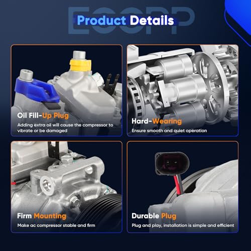 Image of ECCPP AC Compressor Fit for Audi A4 A6 A4 Quattro 3.0L 2002-2006 | Fit for Volkswagen Touareg 3.0L 2009-2018 AC Compressor with Clutch Strong Cooling