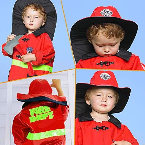 Fireman Costume Fire Chief Dress Up Pretend Role Play Kit Set with Rescue Tools Halloween Costume for Kids Children 6 51RGLSTuzTL. AC