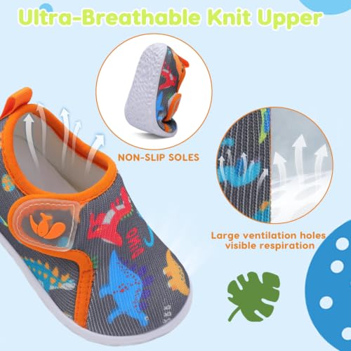 Image of FEETCITY Baby Boys Girls First Walking Shoes Infant Sneakers Crib Shoes Breathable Lightweight Slip On Shoes