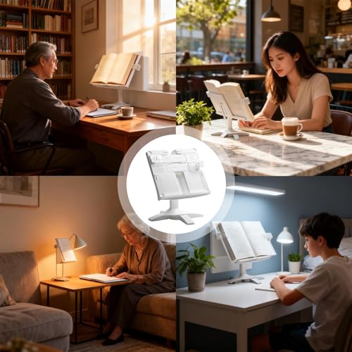 Soporte para libros ajustable con rotación para laptop, documentos y libros de cocina 4