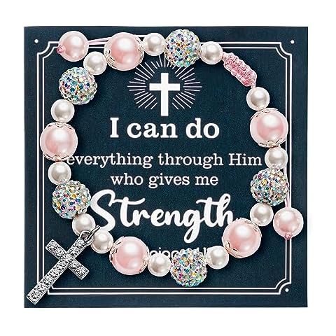 WATINC Pink Pearl Christian Bracelet Cover