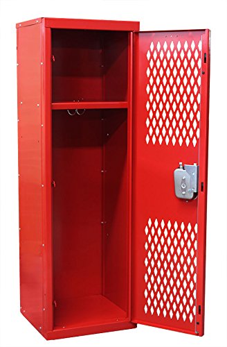 Hallowell Home Team Locker, 15"W x 15"D x 48"H, Blue Body / Red Door, Single Tier, 1-Wide, Knock-Down - Thumbnail 5
