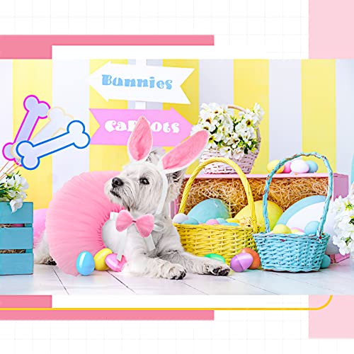 10 Pieces Dog Bunny Costume Set Include Dog Bunny Ears Tail Bowtie Dog Tutu Plastic Bright Easter Egg Fillable Plastic Easter Eggs Handcrafted Tutu Dog Costume For Easter Hunt Party Supplies #TOP5