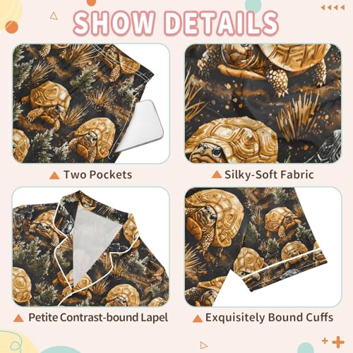 senya Gold Turtle Color Satin Summer Pajama Sets Silk Short Sleeve Button Down Sleepwear3