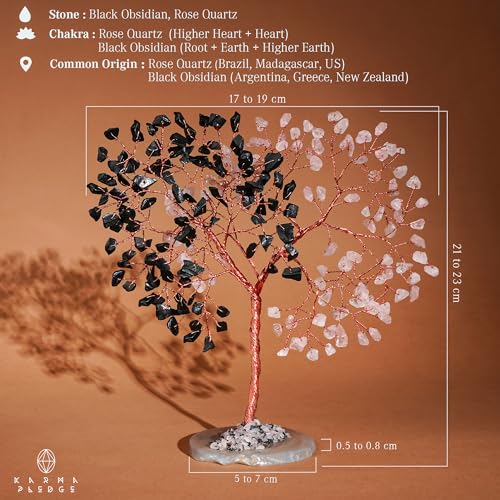 image for KARMAPLEDGE Crystal Tree for Home and Office Decoration, Black Obsidia