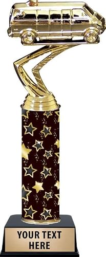 Customized Black Starlite Van Trophy, 10" Van Trophy Award, Personalize Now