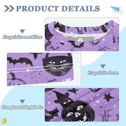 Halloween Pumpkin Cat Witch Cute Esoteric Spooky Girls Bathing Suit Sun Protection T Shirts Swimwear Beach Tops 3T3