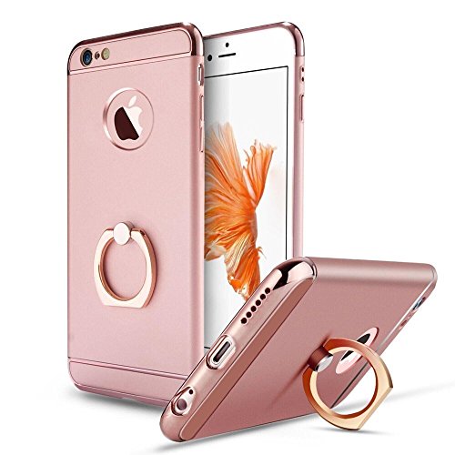Lavince iPhone 6 Plus Case,iPhone 6s Plus Case, 3 in 1 Combo Ultra Thin Hard Protective Luxury Case Cover for iPhone 6 Plus/iPhone 6s Plus(5.5Inch) with 360 Degree Rotating Ring Kickstand(Rose Gold)