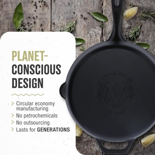 Image of Victoria 12-Inch Cast Iron Skillet, Pre-Seasoned Cast-Iron Frying Pan with Long Handle, Made in Colombia