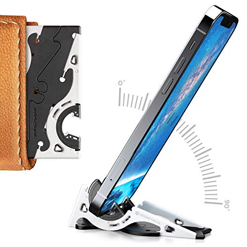 Pocket Tripod Pro by Geometrical - Universal Kit (Panda) - EDC Universal Card-Size Adjustable Carbon Fiber Phone Tripod for iPhone and Android with TPU Grip for Mobile Photography (iP12)