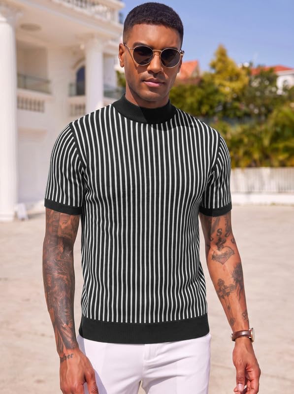 Men's Mock Turtleneck Sweater Short Sleeve  - image 5