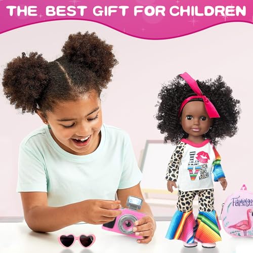 Muñeca bebé negra de 14.5 pulgadas con accesorios miniatura 4