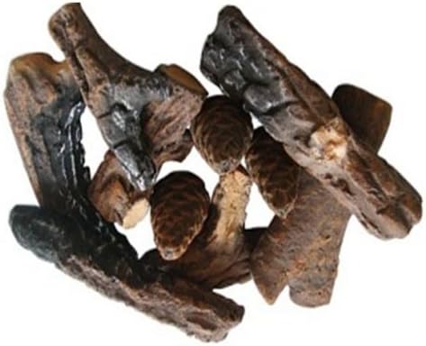 hmleaf10 Small PCS Wood-Like Ceramic Fireplace Logs for Gas Ethanol Fireplace, Stoves, Firepit