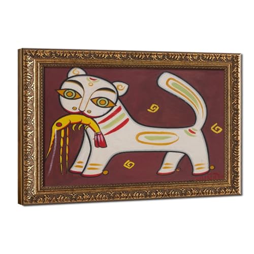 Impression sur toile Jamini Roy Chat haute définition avec cadre