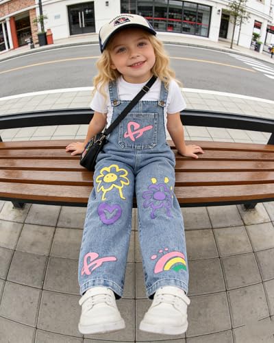 Image of OLMRJKD Toddler Girl Summer Clothes Short Sleeve Denim Overall Jumpsuit with Top Girls Spring Outfits Set