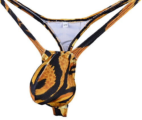 Mens String Thong Bulge Pouch T-Back Bikini Tiger3