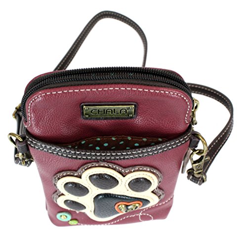Image of CHALA Dog Collection Cell Phone Crossbody Purse-Women PU Leather /Canvas Multicolor Handbag with Adjustable Strap