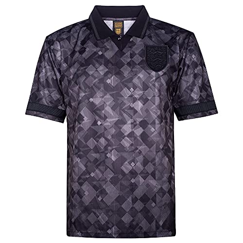 Score Draw England 1990 Out Retro Football Shirt Black Large Polyester