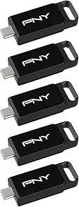 PNY Elite Type-C 64GB USB 3.2 Flash Drive – Up to 120MB/s Read, Up to 10x Faster Write Than USB 2.0, Reliable Design, Durable & Portable for Everyday Store & Share, Type-C Connector, 5-Pack