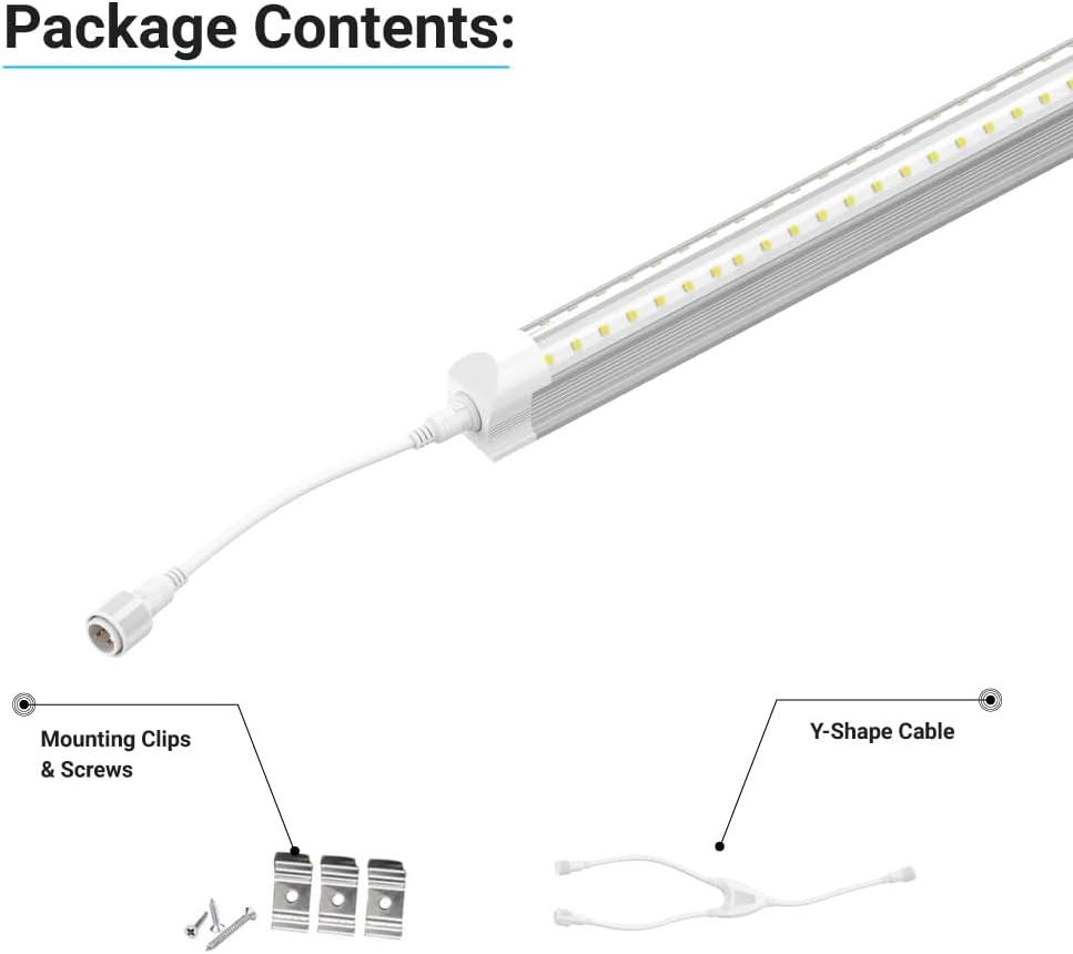 LEDMyplace 40W T8 6 Feet V-Shape LED Freezer/Cooler Tubes, 180°, 100-277 Voltage, 5000K Daylight White, Clear Lens, 4800 Lumens, Commercial for Supermarkets Freezer, Grocery Stores, Shop, Pack of 10