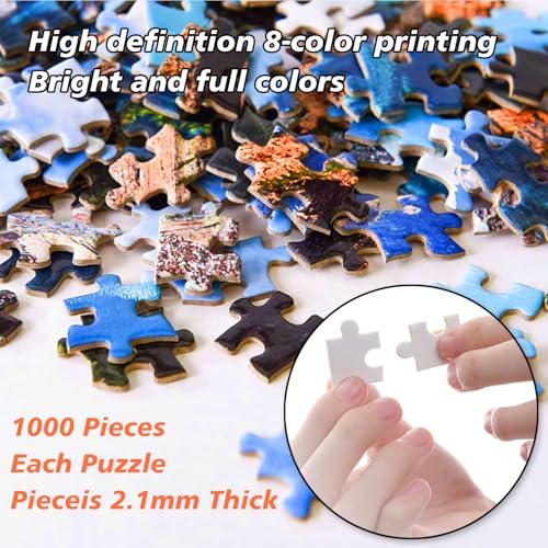 Puzzle de 1000 Piezas para Adultos, Gato Negro Noche Estrellada, Arte de Pintura al Óleo Inspirado en Van Gogh, Puzzle de Animalito para Juego Familiar y Decoración del Hogar (MZ408) miniatura 6